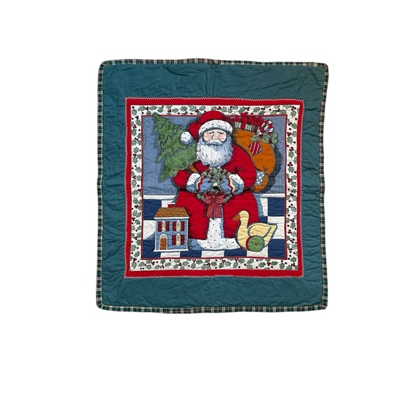 Vintage 90s Christmas Santa Claus one panel curtain decoration - Picture 3 of 12